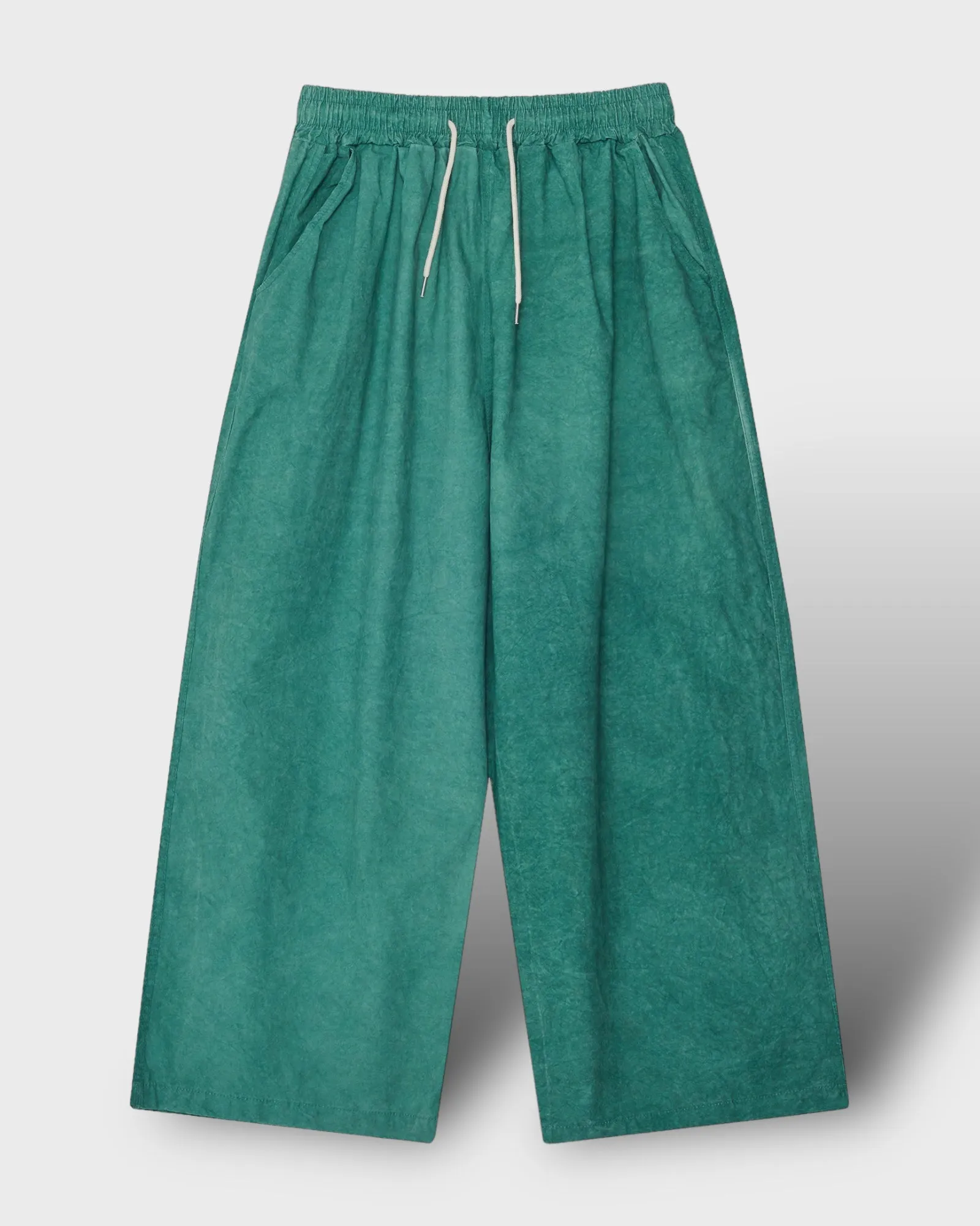 Waist Banding Washed Wide Pants
