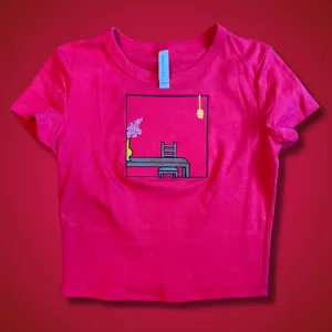 Watching Movies With The Sound Off Embroidered Babydoll Tee