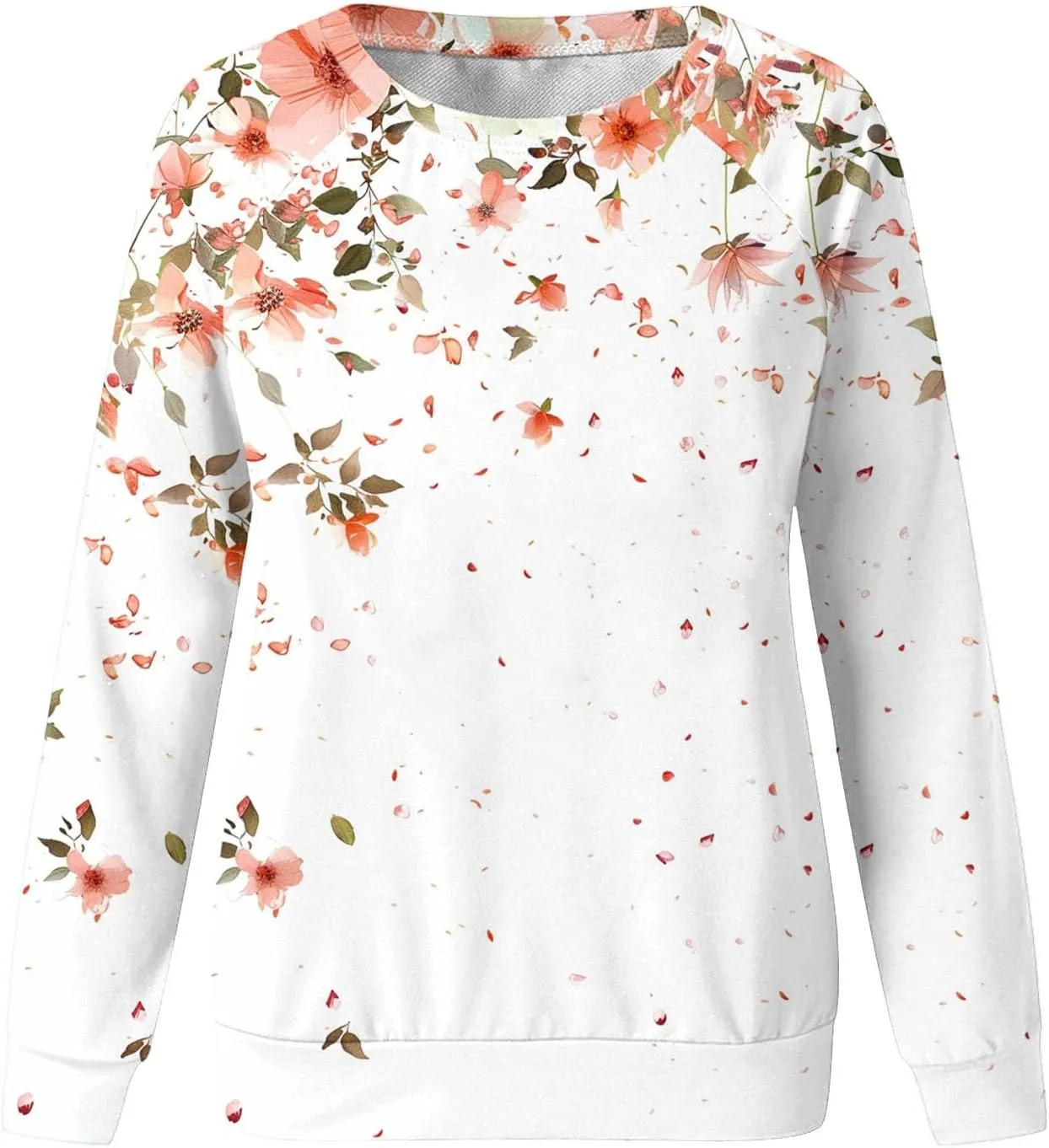 Womens Floral Shirts Long Sleeve Crewneck Sweatshirt Comfy Casual Trendy Fall Outfits Loose Fit Tunic Cute Tops