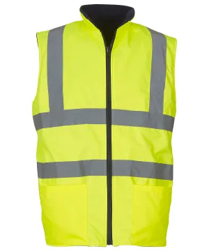 Yellow - Hi-vis reversible fleece bodywarmer (HV008F)